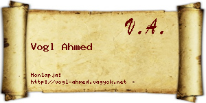 Vogl Ahmed névjegykártya